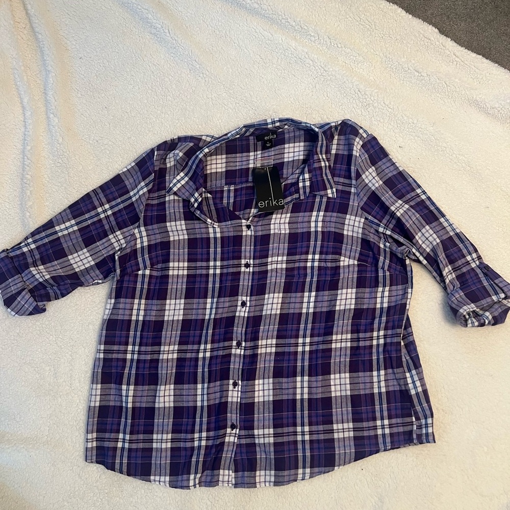 NWT Erika long sleeve button down shirt size 2x mystical violet color